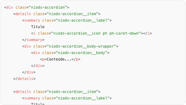 Accordion implementado com details e summary nativos