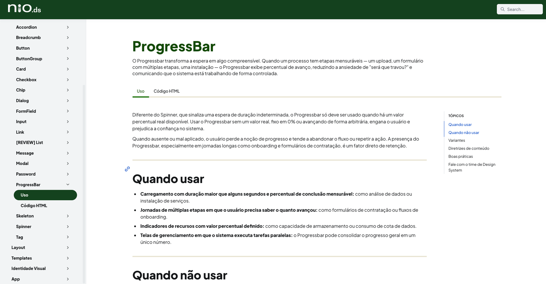Documentação final publicada da Progress Bar